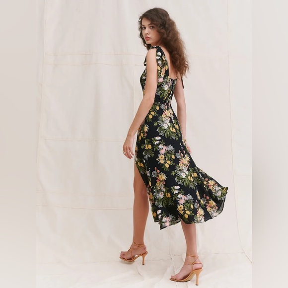 Reformation Sicilia Black Floral Twilight Dress. Size 0 - Picture 3 of 13